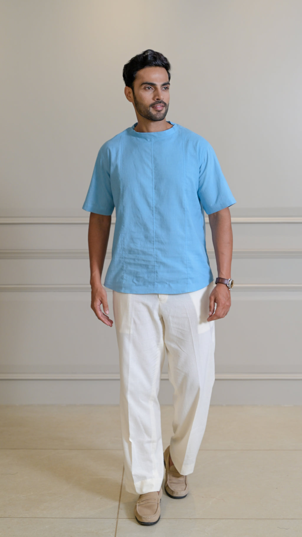 Woven Tee - Powder Blue