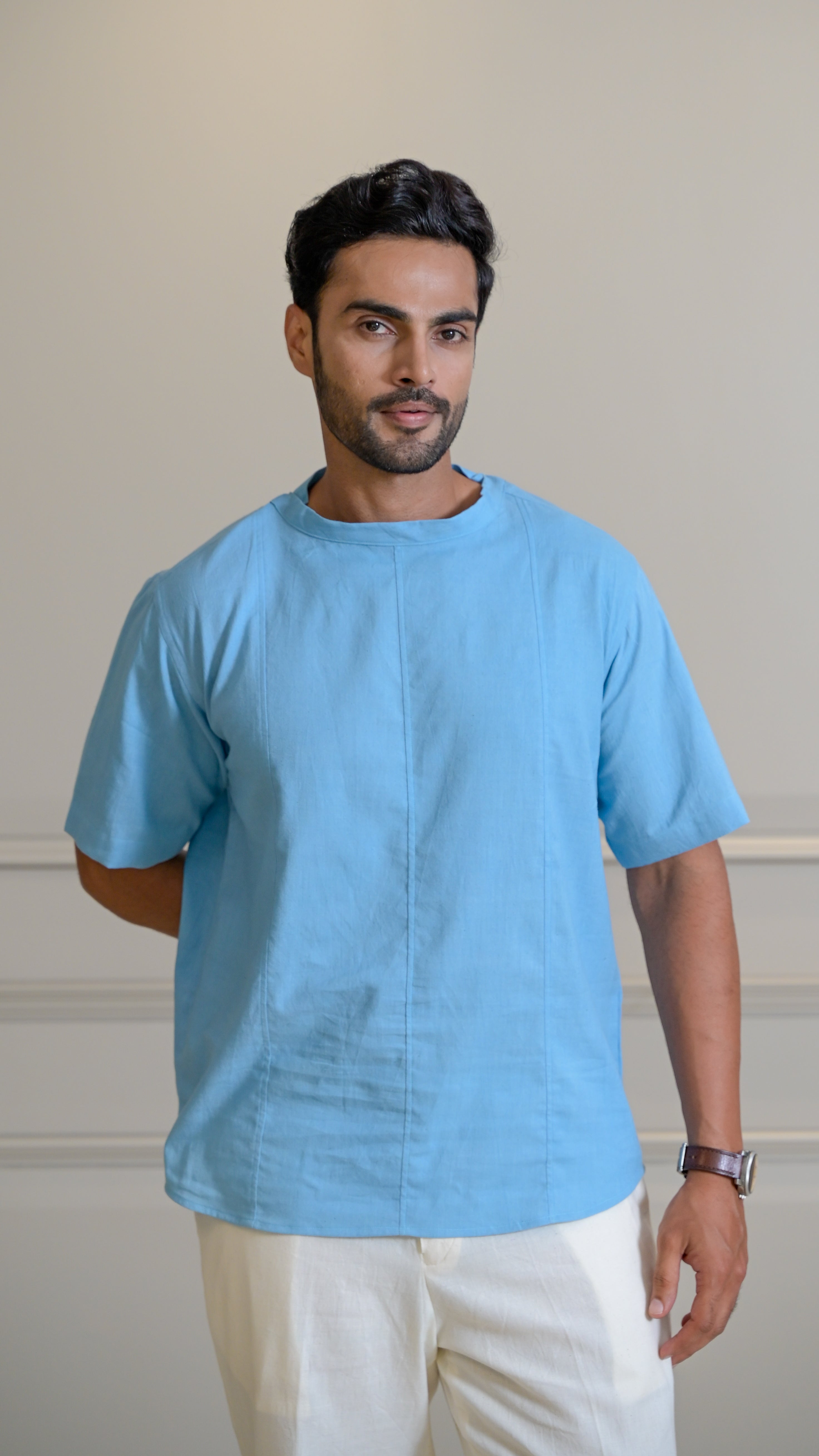 Woven Tee - Powder Blue