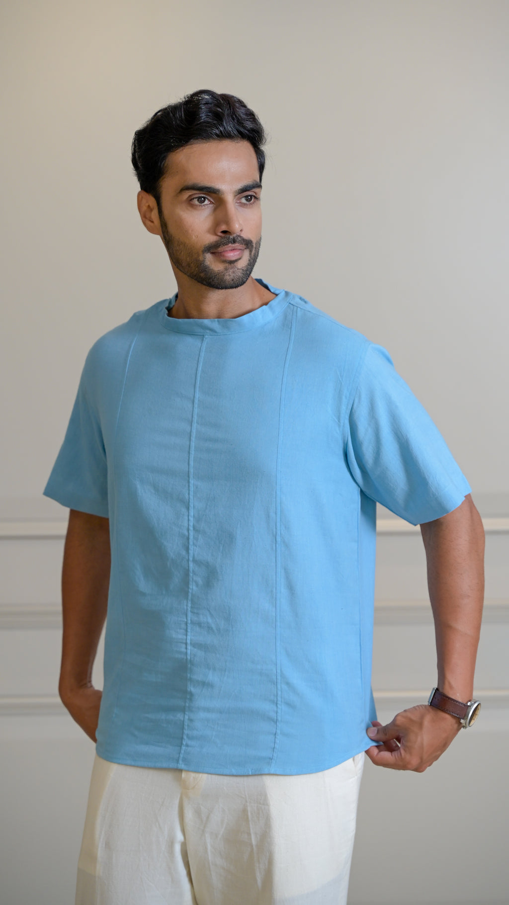Woven Tee - Powder Blue