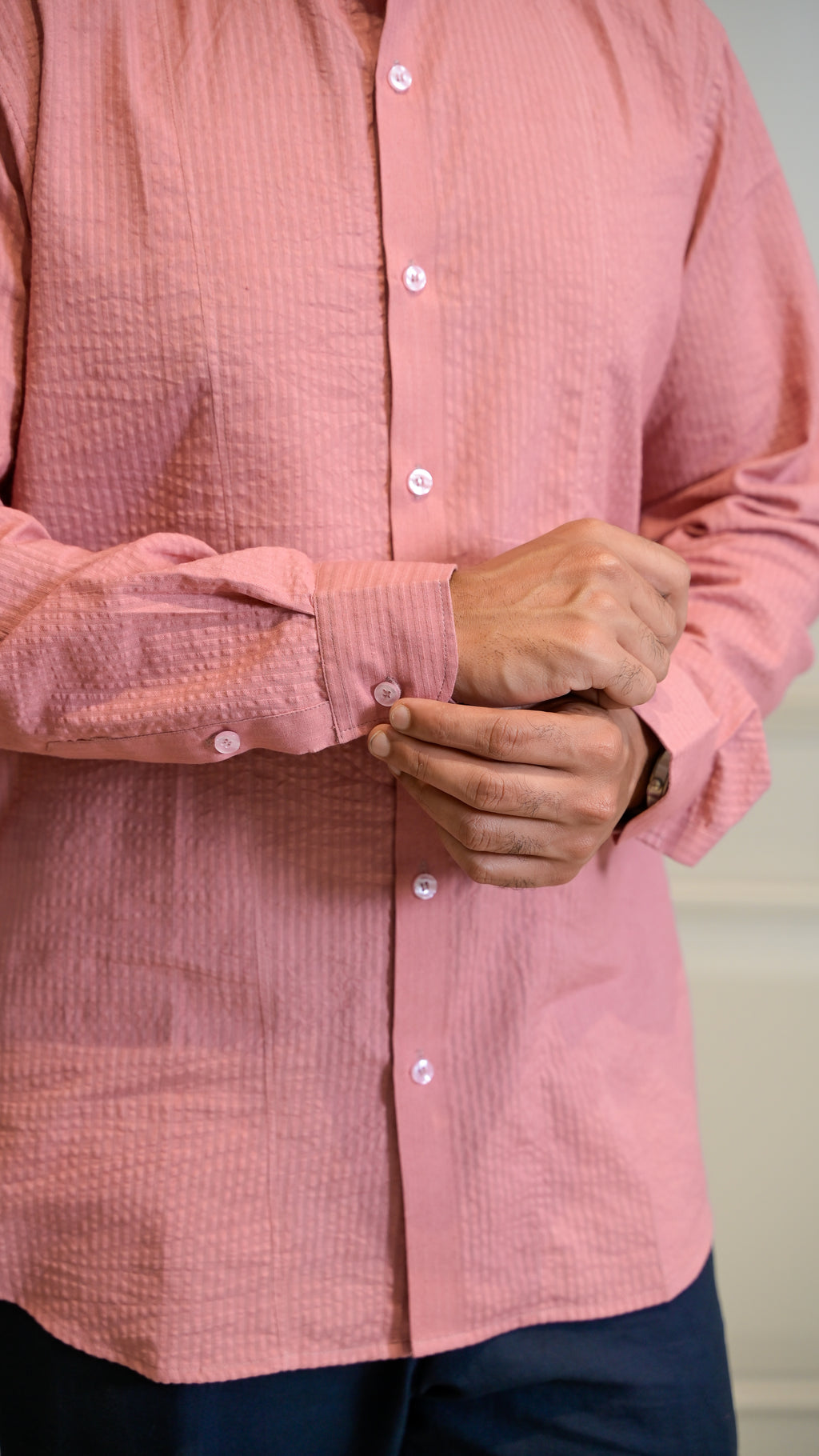 Chinese Collar Shirt - Pink