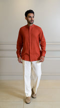 Chinese Collar Shirt - Rust