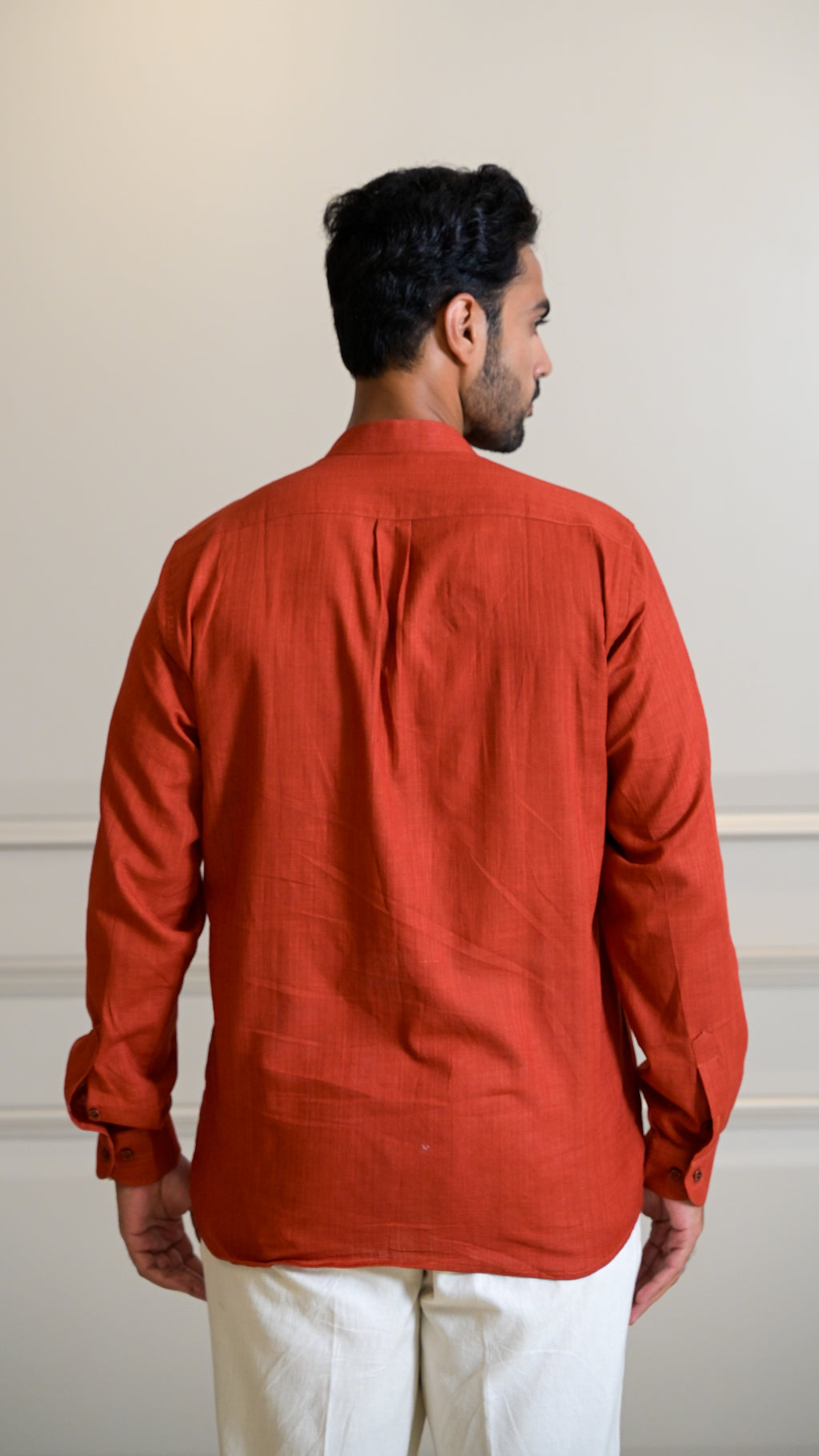 Chinese Collar Shirt - Rust