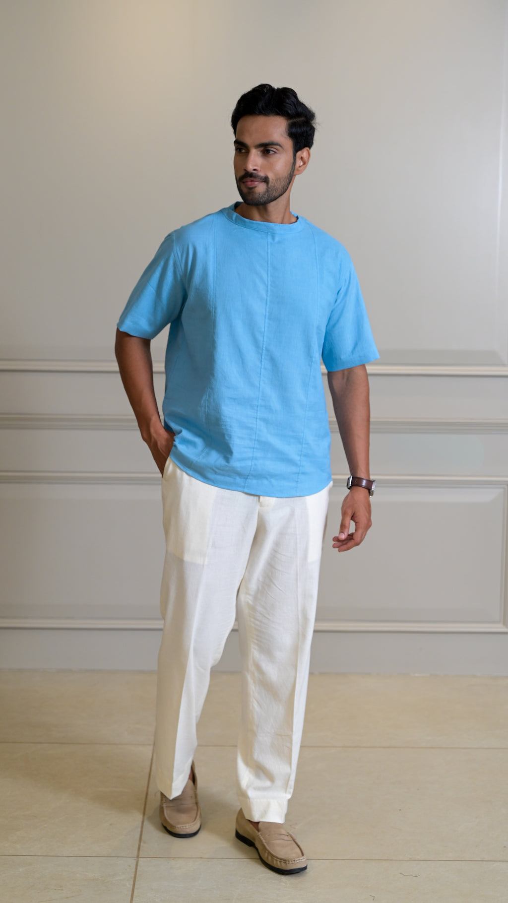 Straight-Leg Trousers - Cream
