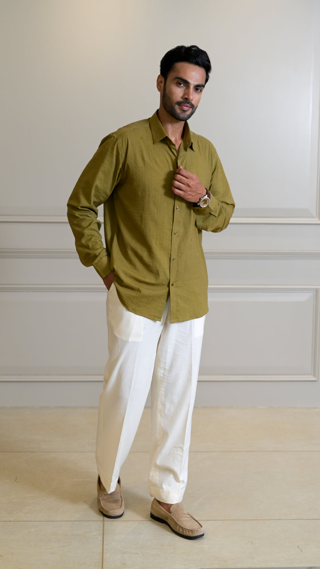 Straight-Leg Trousers - Cream