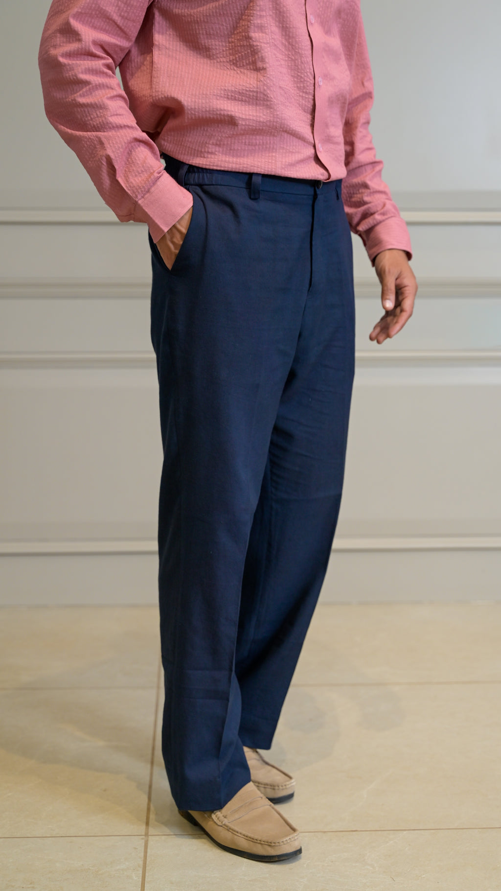 Straight-Leg Trousers - Evening Blue