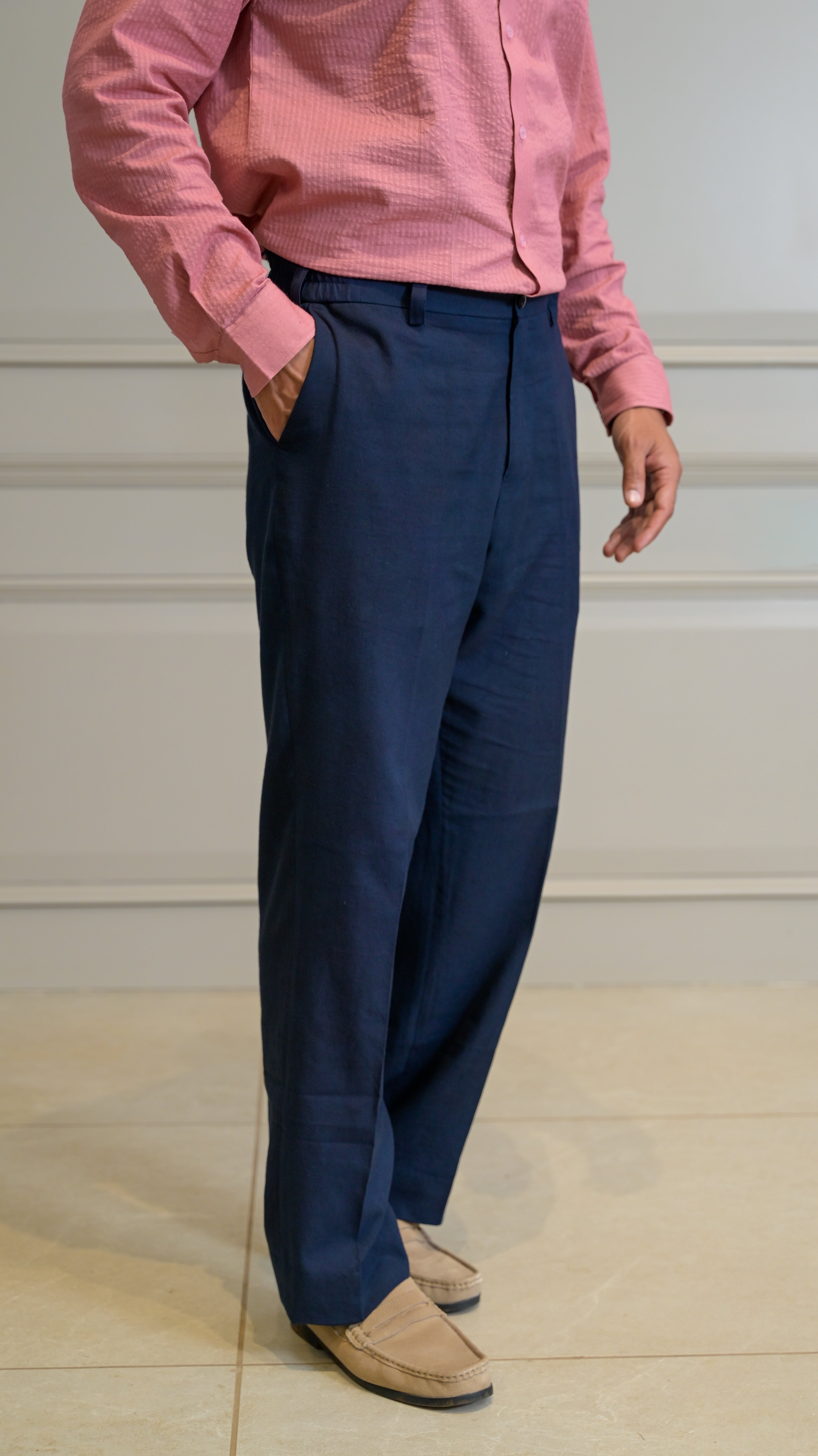 Straight-Leg Trousers - Evening Blue