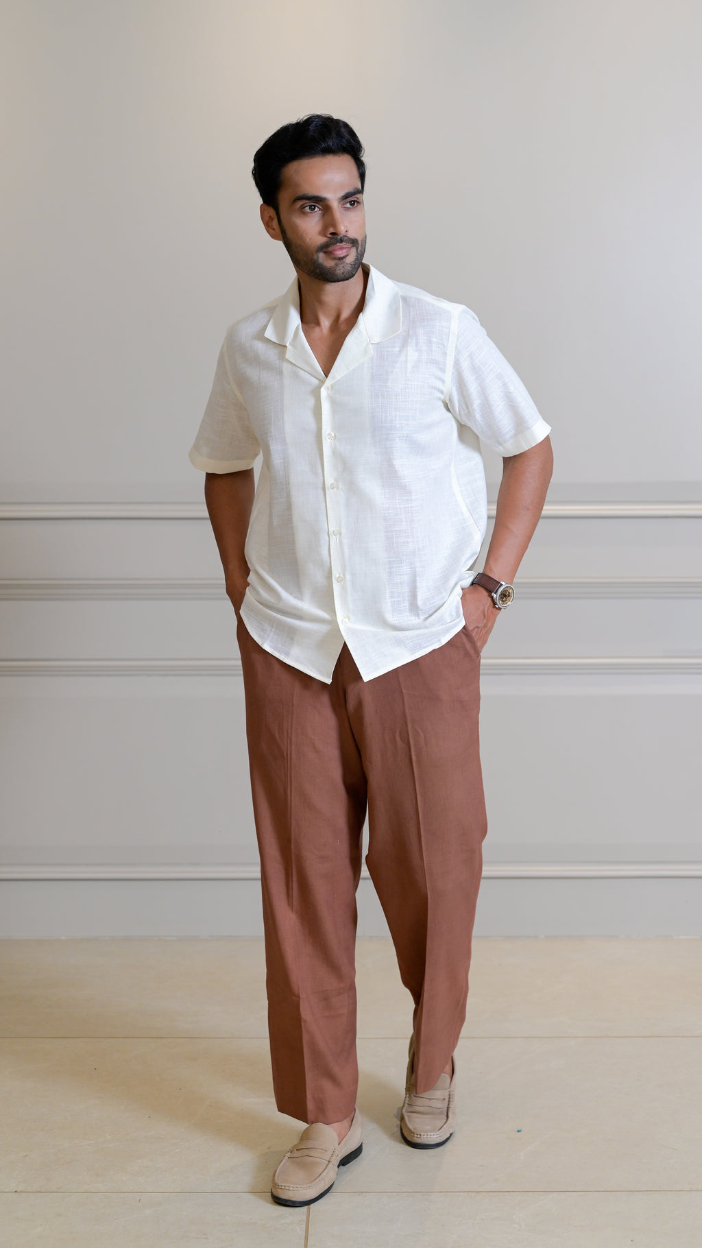 Straight-Leg Trousers - Earth Brown