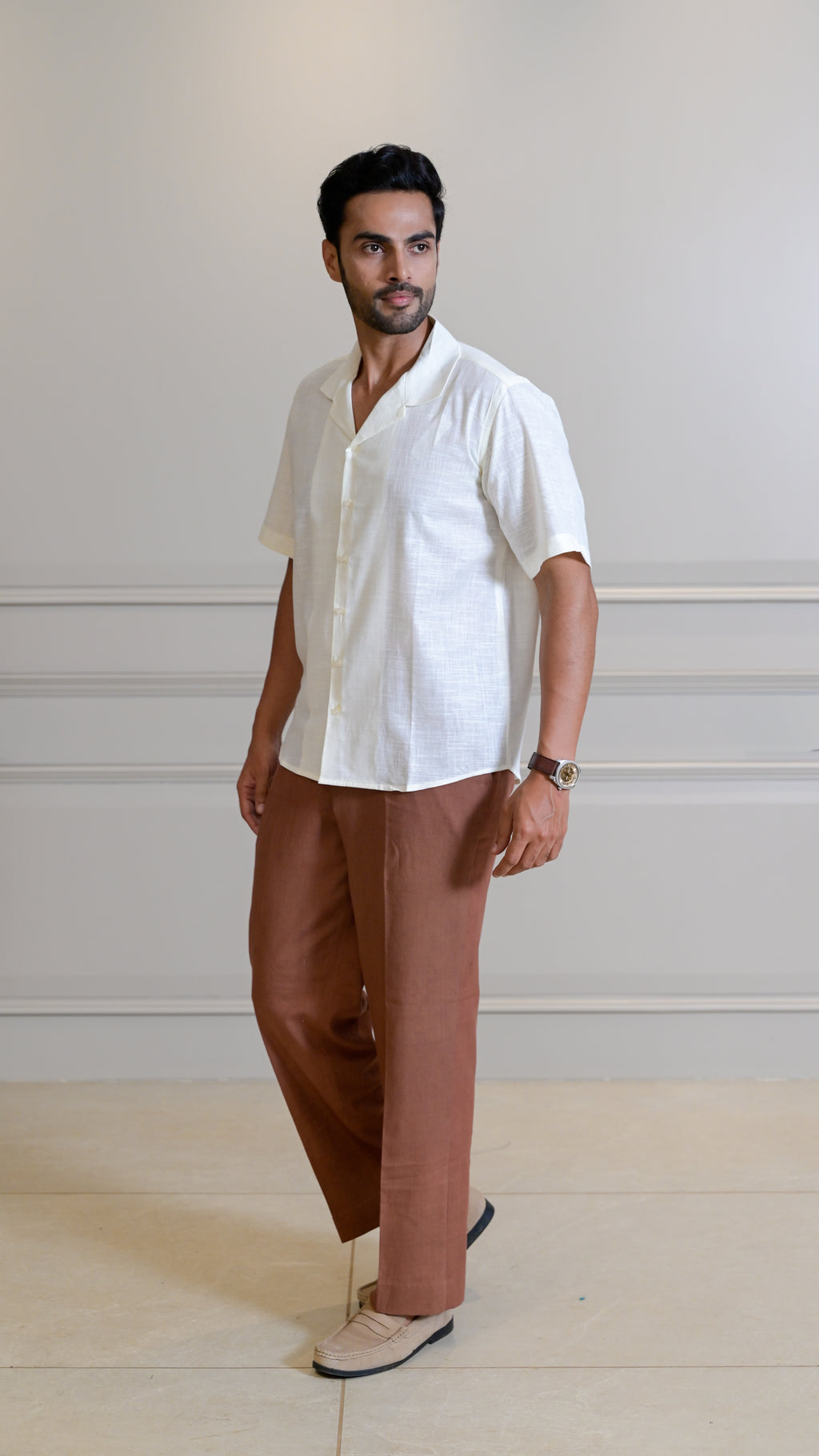 Straight-Leg Trousers - Earth Brown