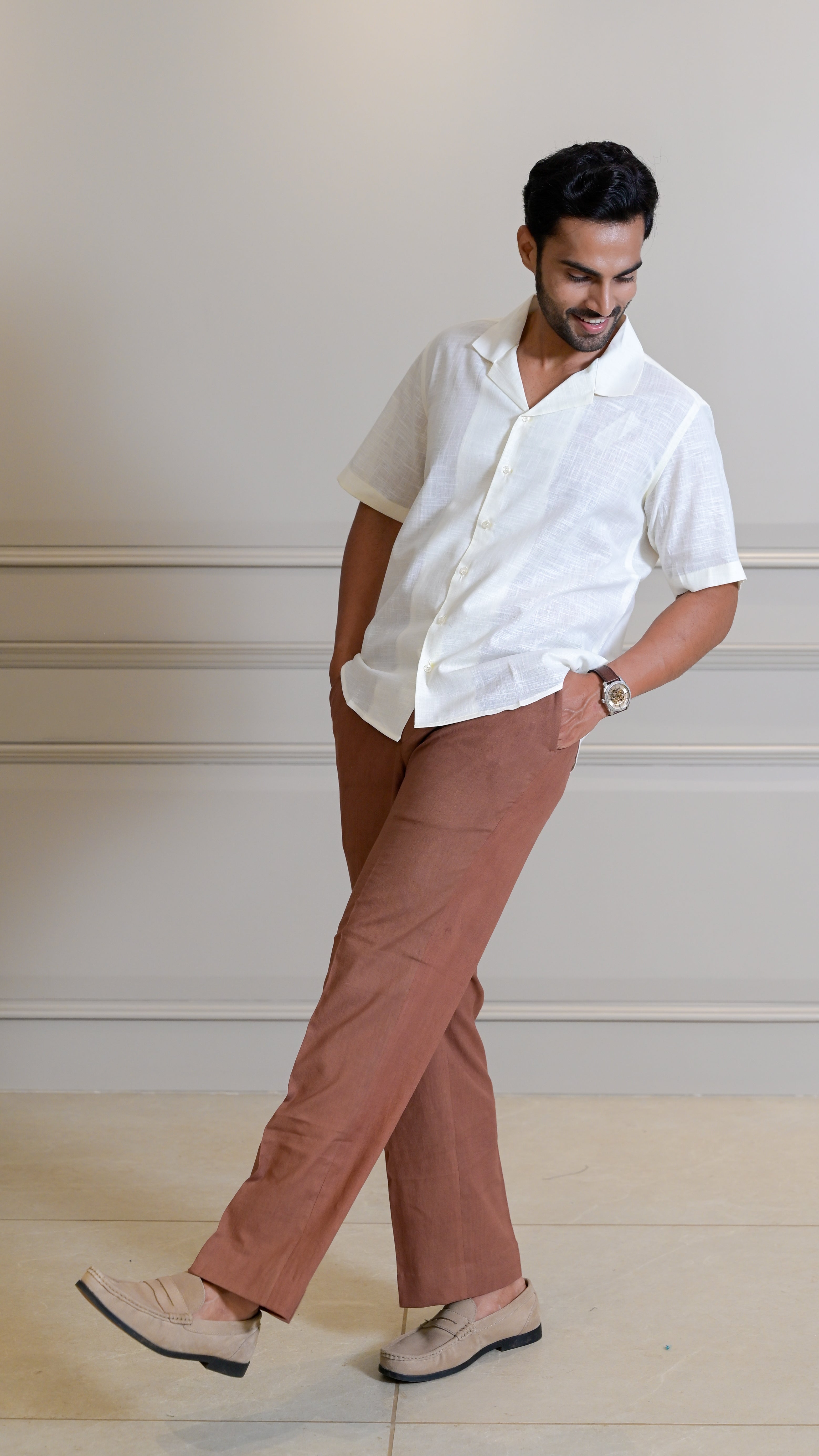 Straight-Leg Trousers - Earth Brown