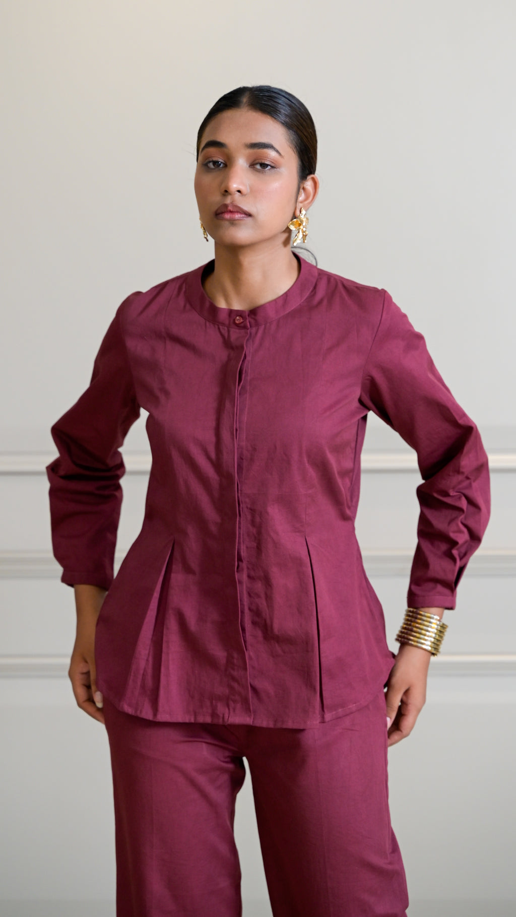 The Classic Cord-Set - Burgundy (BLOUSE)