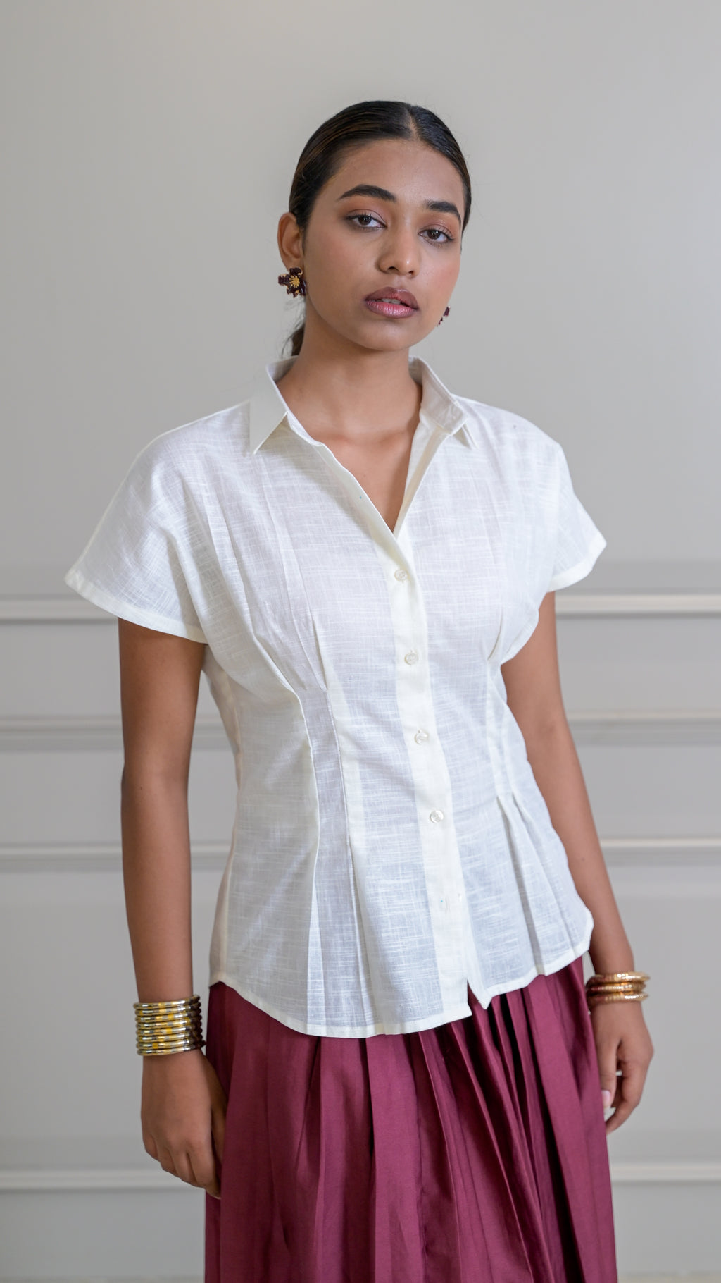 The Tuck Shirt - Cream