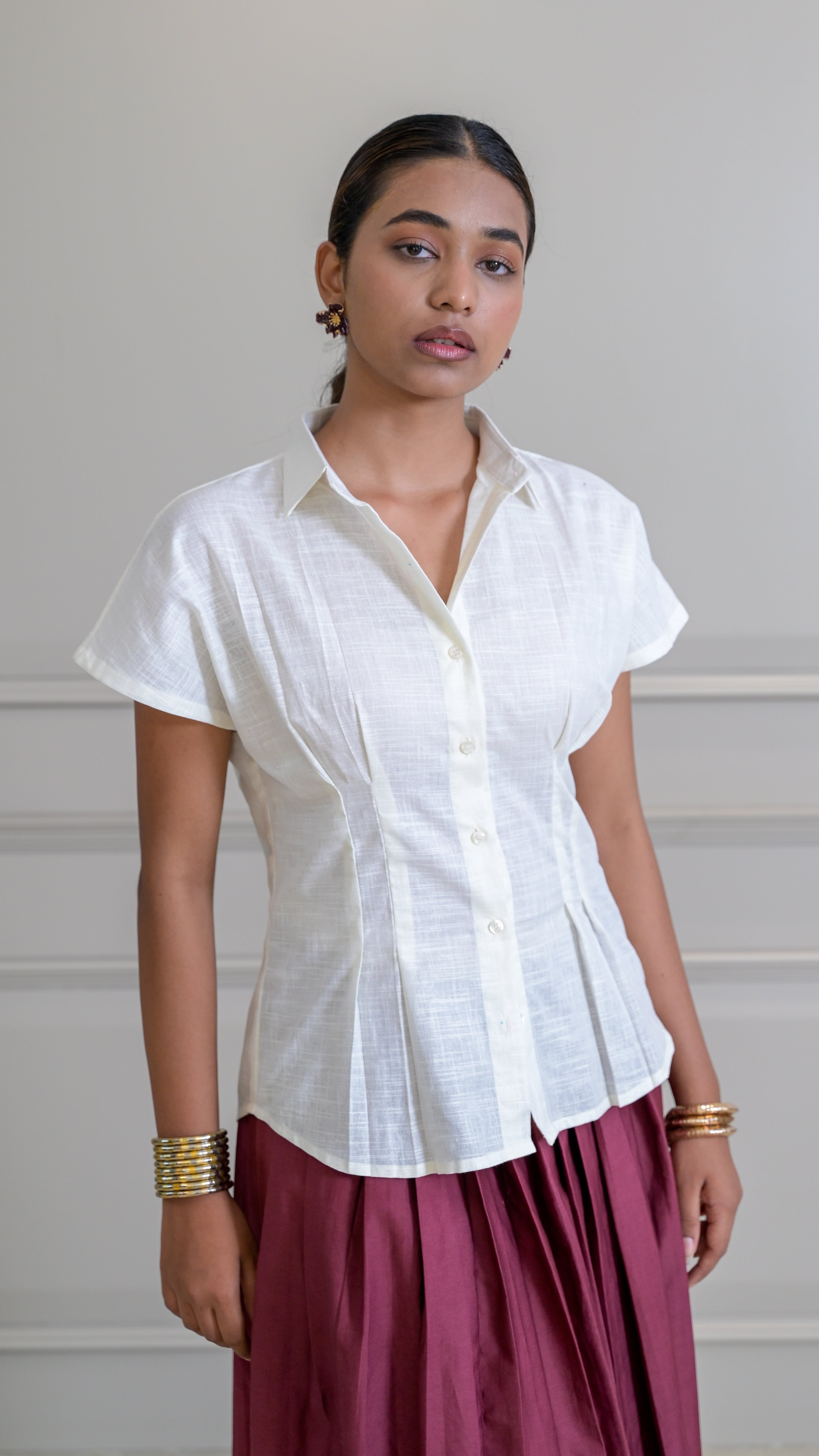 The Tuck Shirt - Cream