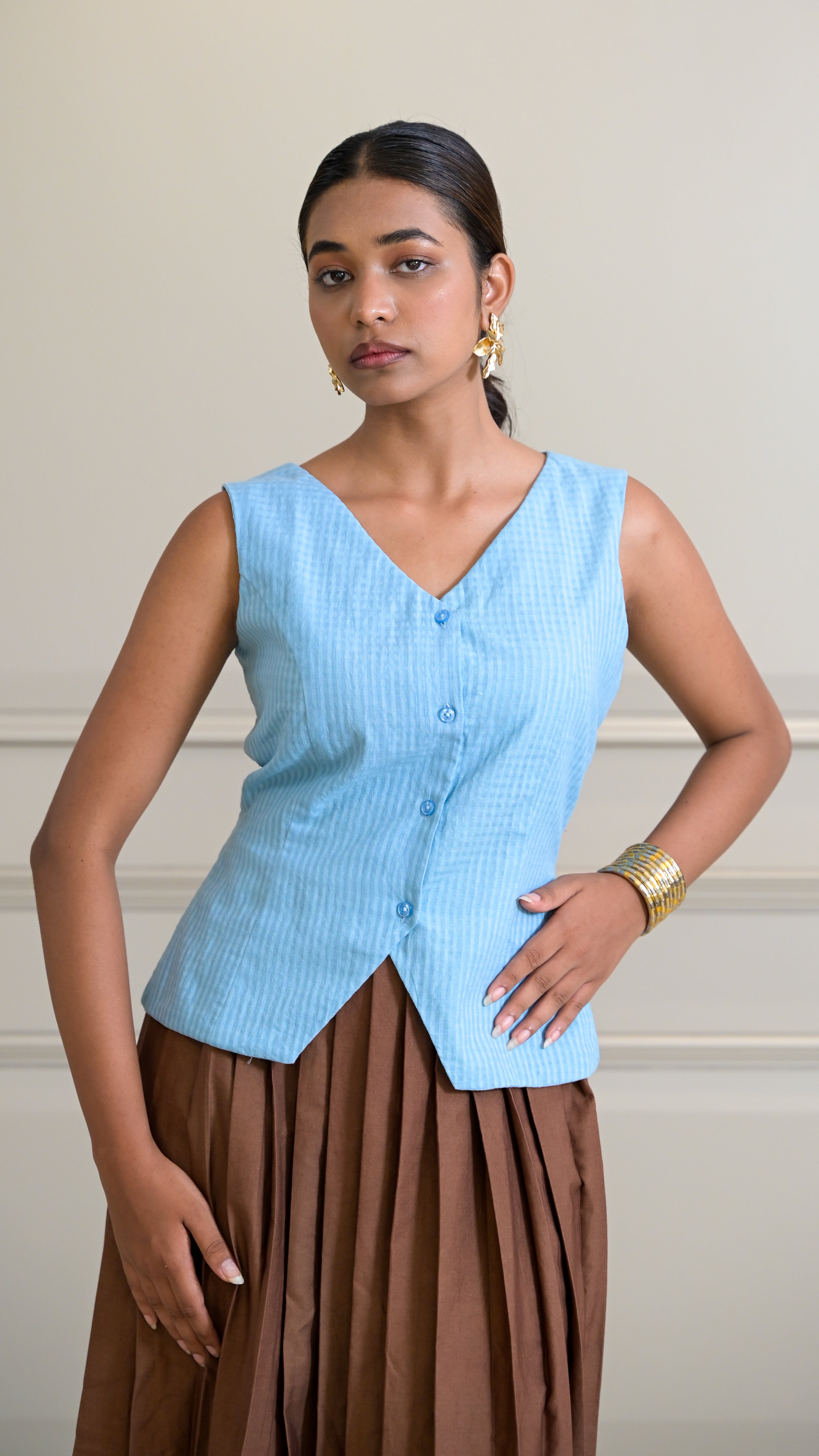 The Vest Top - Powder Blue