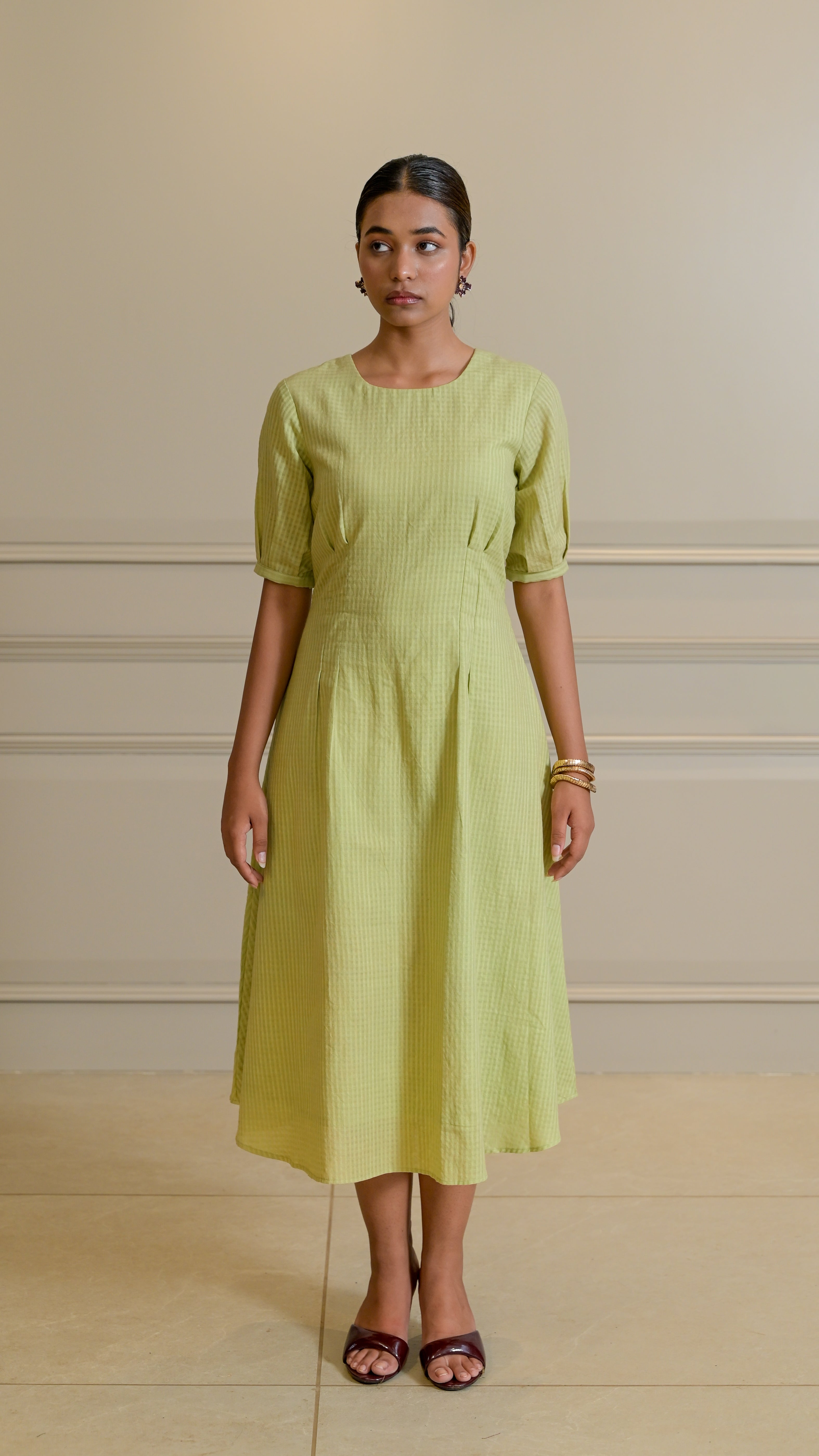 Tuck Dress - Palm Green