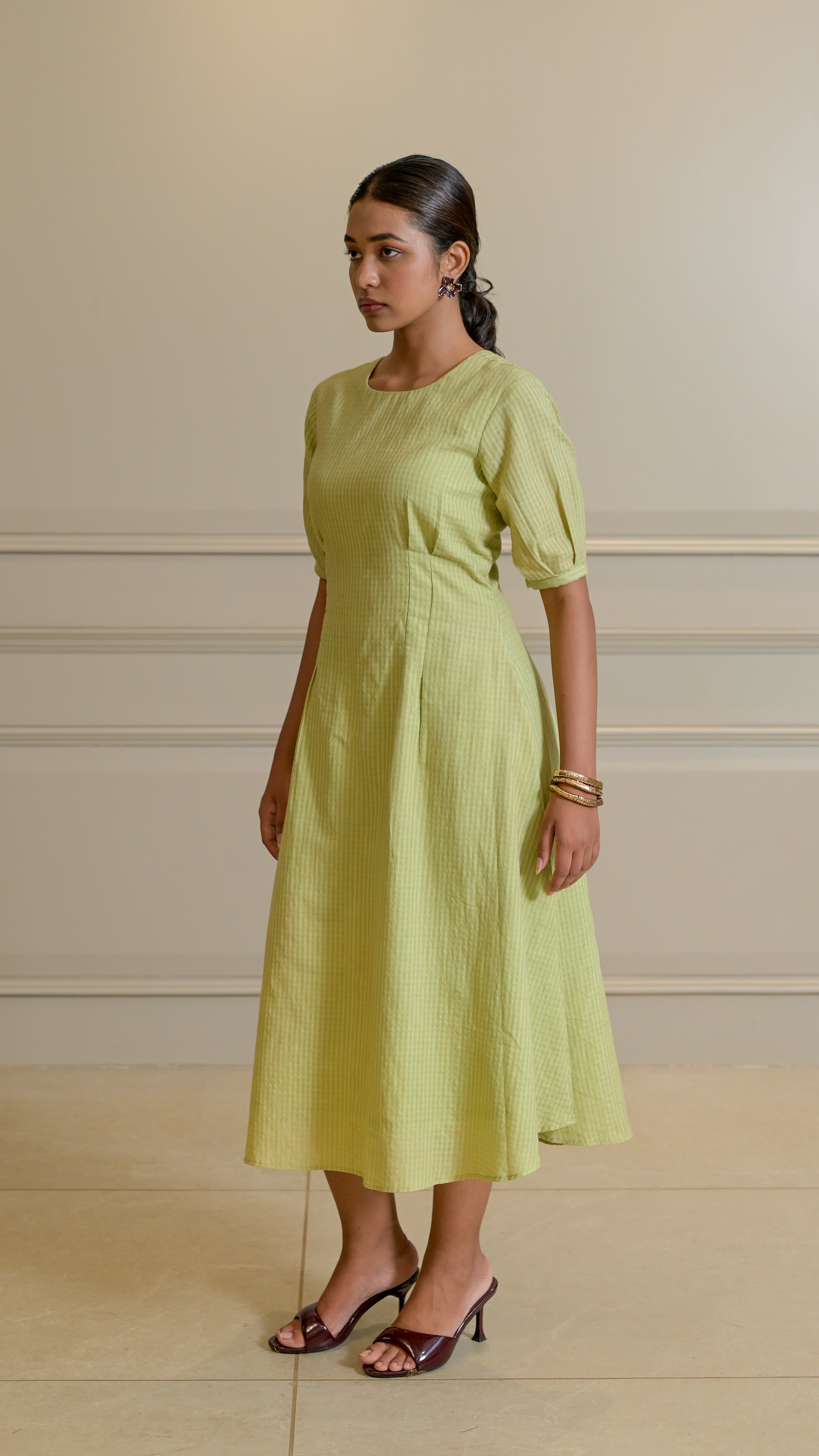 Tuck Dress - Palm Green