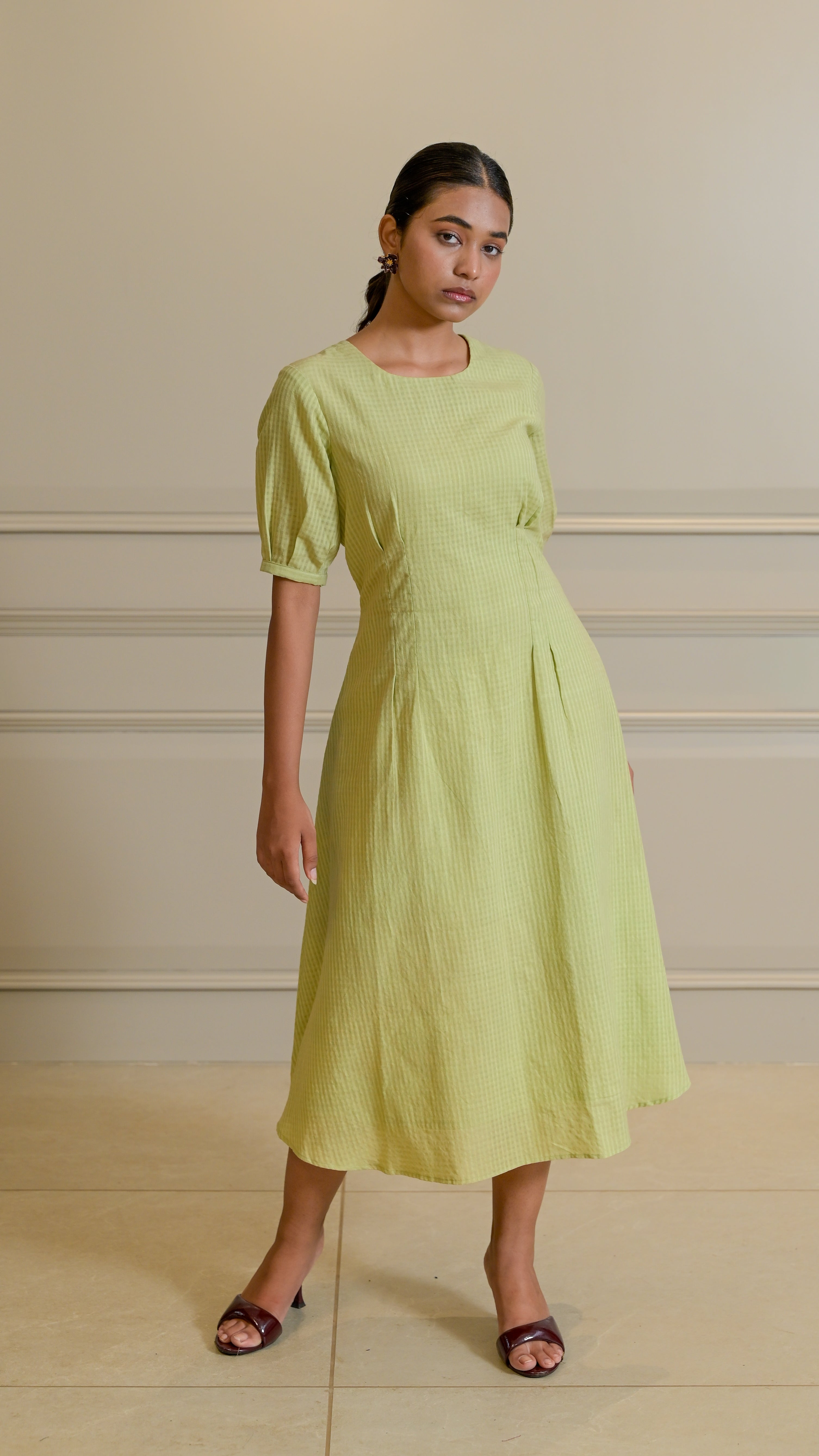 Tuck Dress - Palm Green