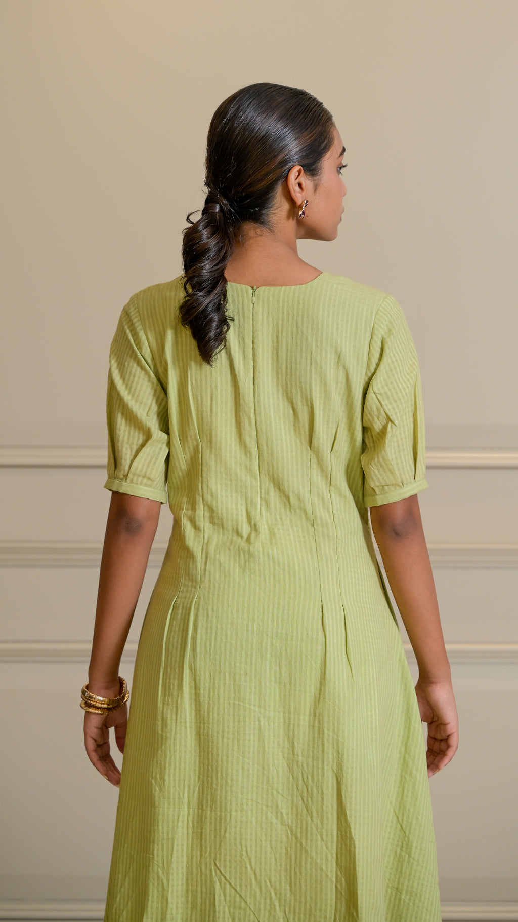 Tuck Dress - Palm Green