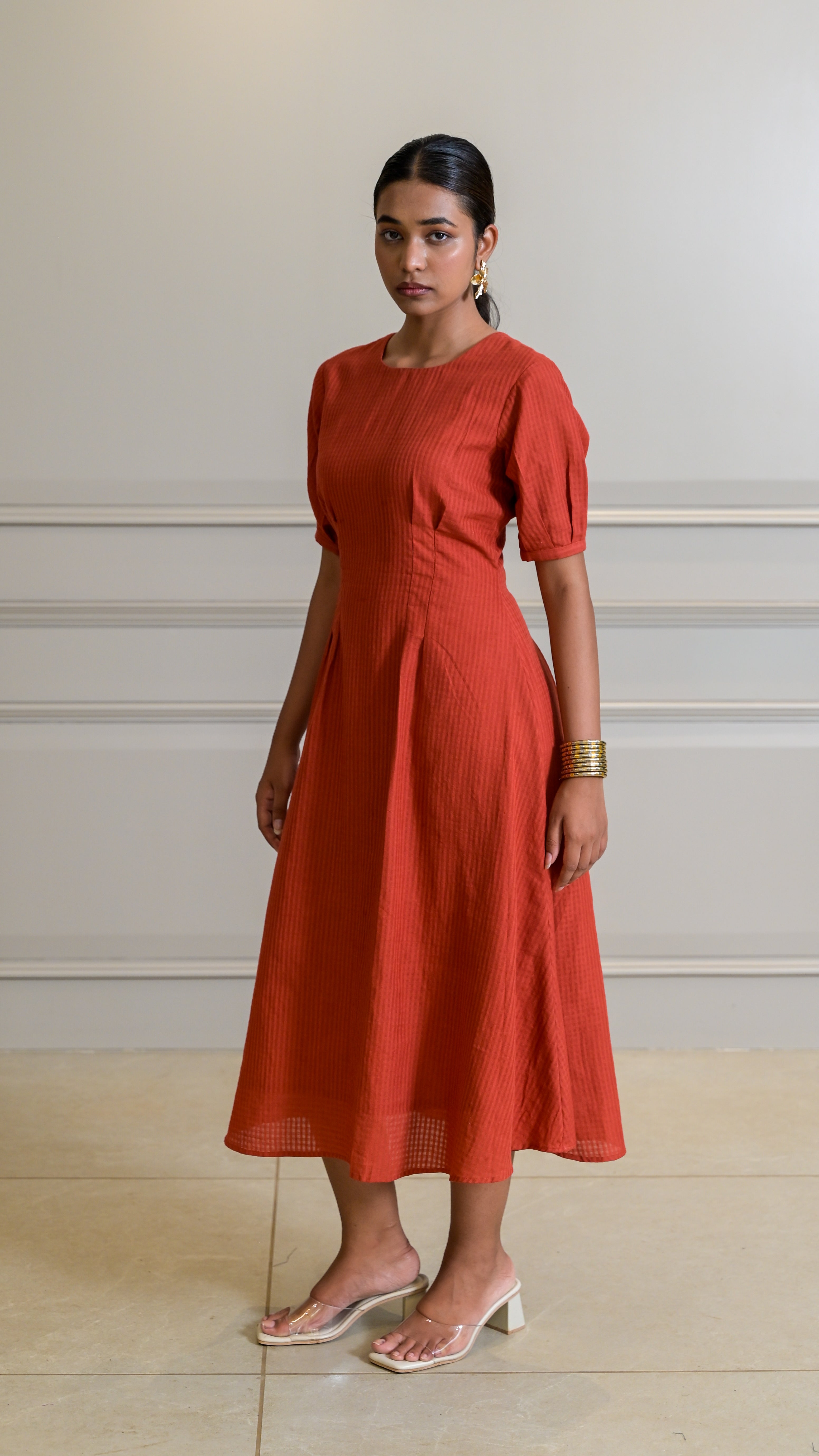 Tuck Dress - Rust