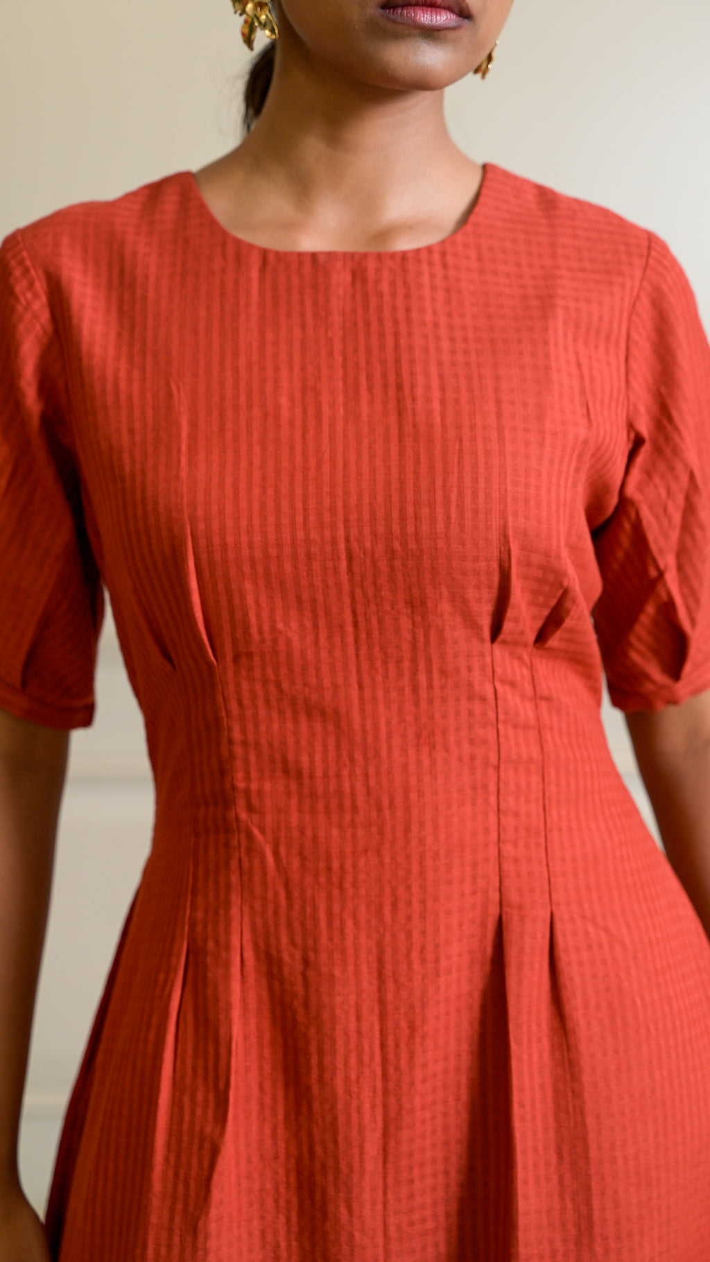 Tuck Dress - Rust