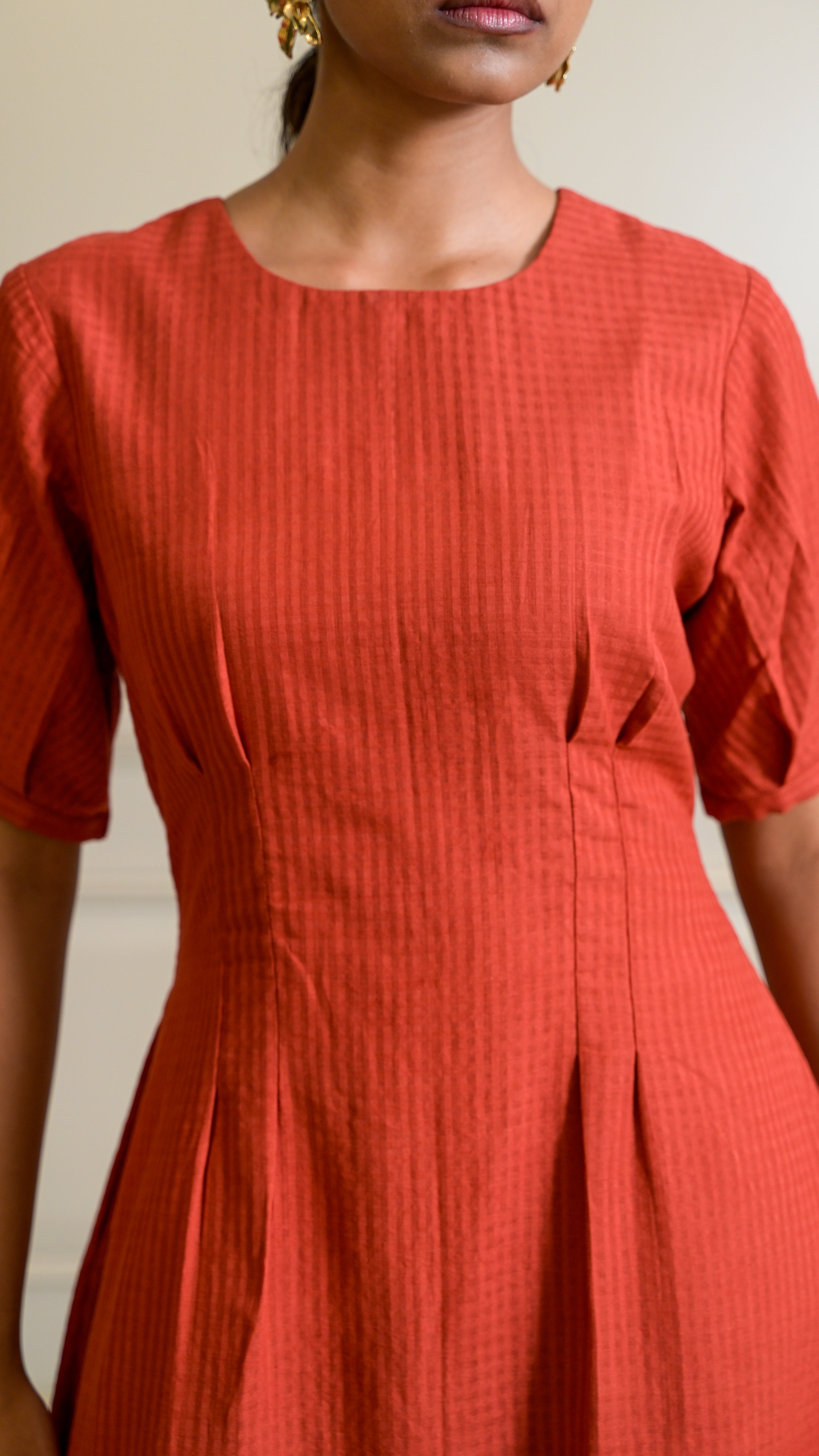 Tuck Dress - Rust