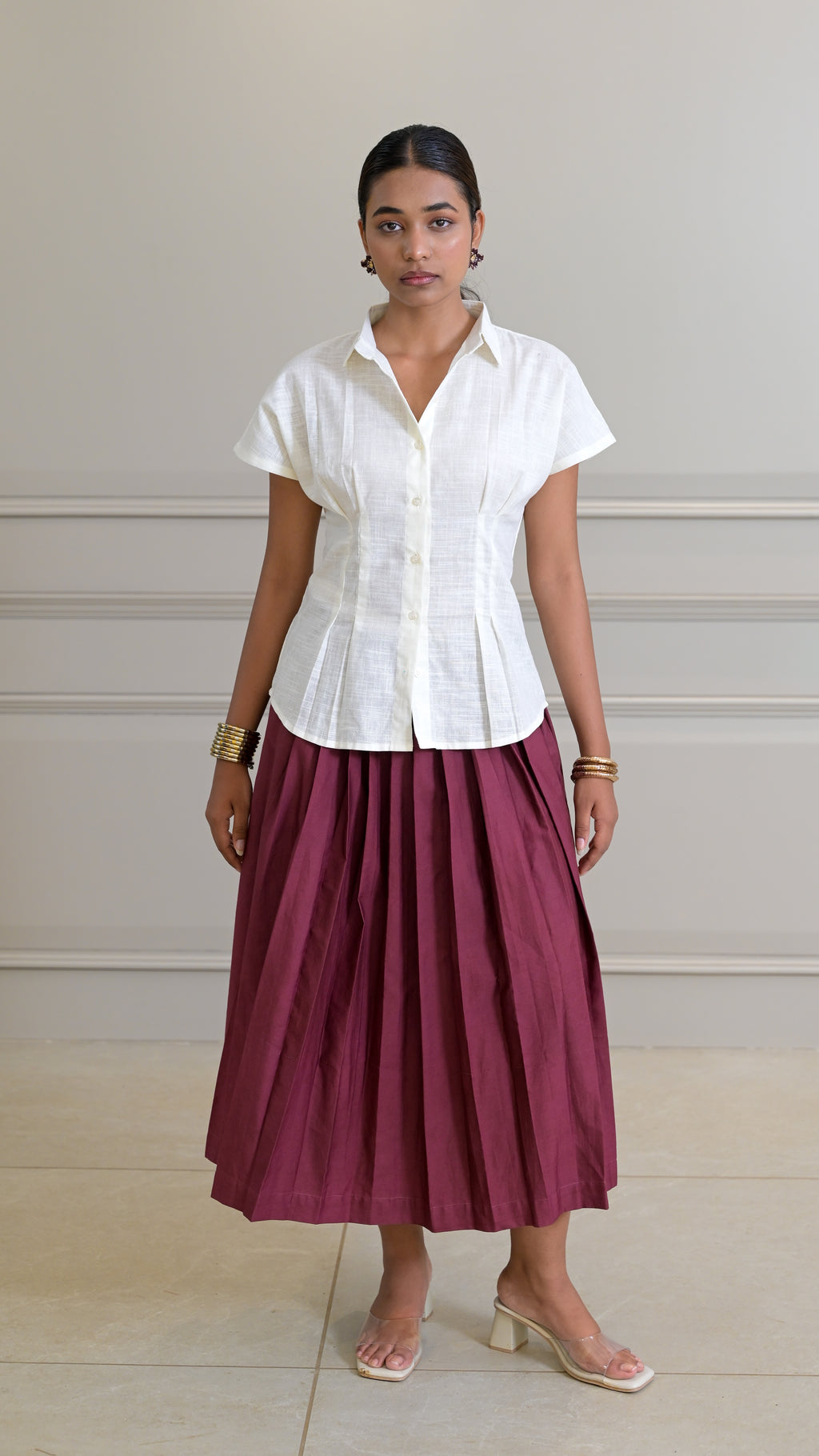 Pleated Skirt - Burgundy