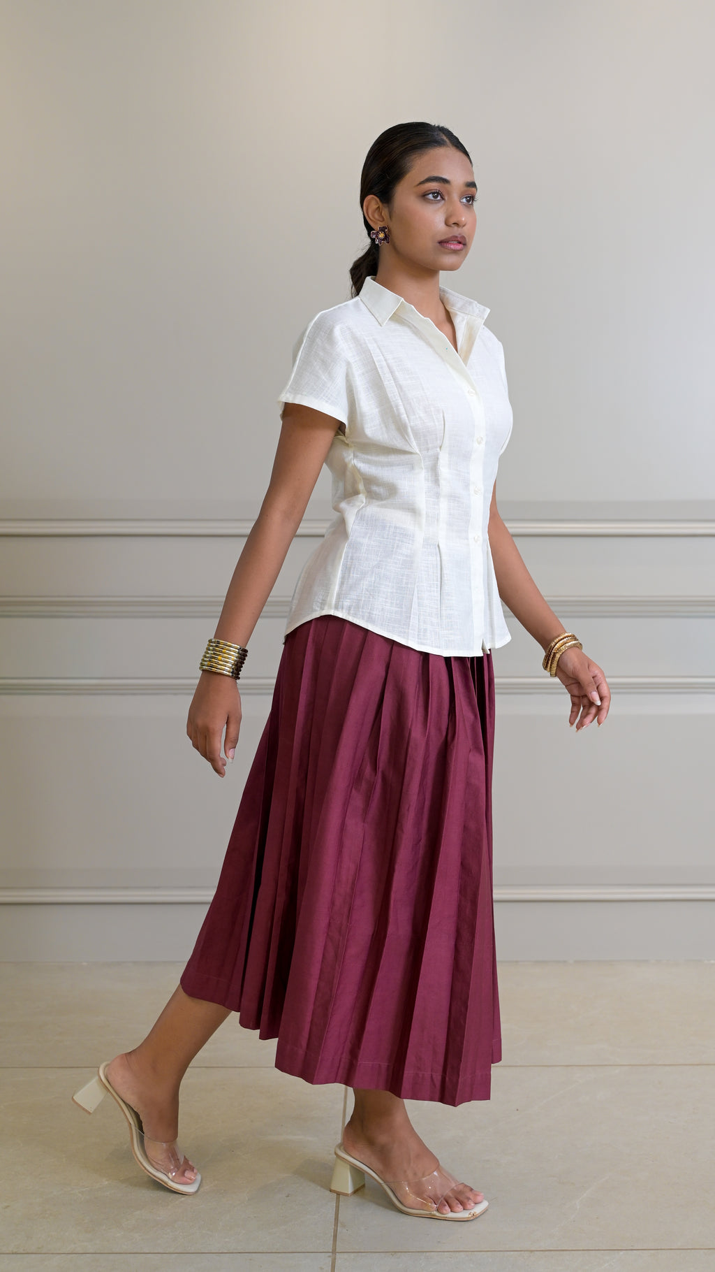 Pleated Skirt - Burgundy