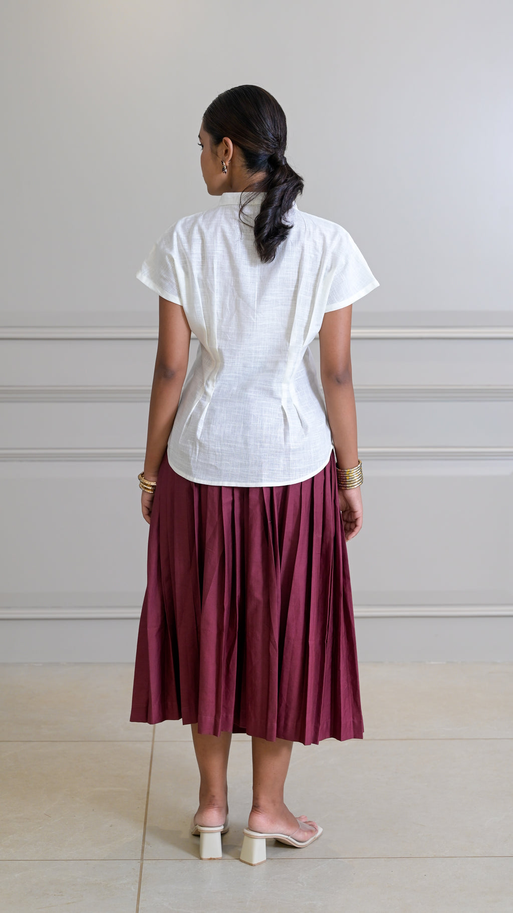 Pleated Skirt - Burgundy