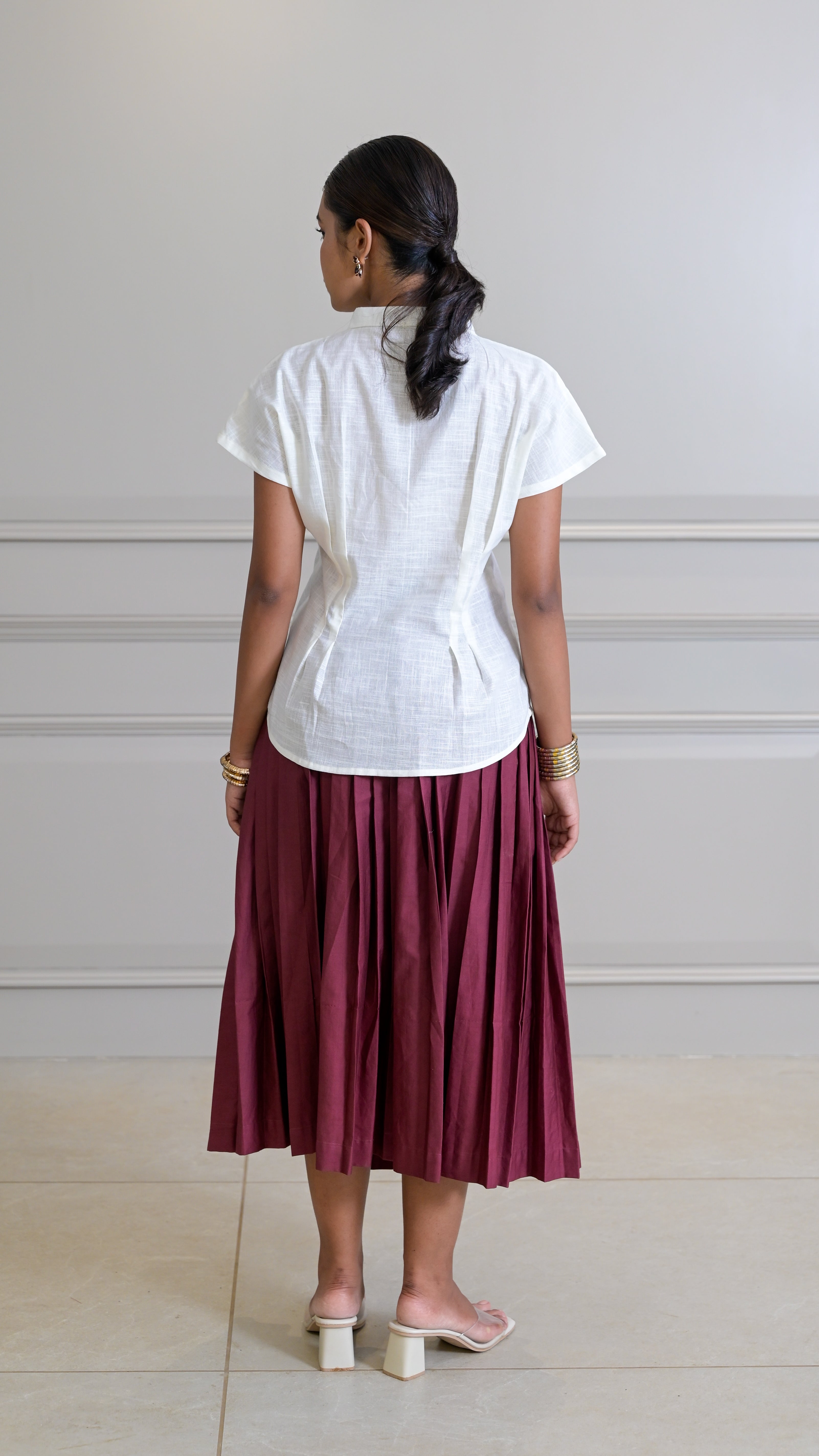 Pleated Skirt - Burgundy