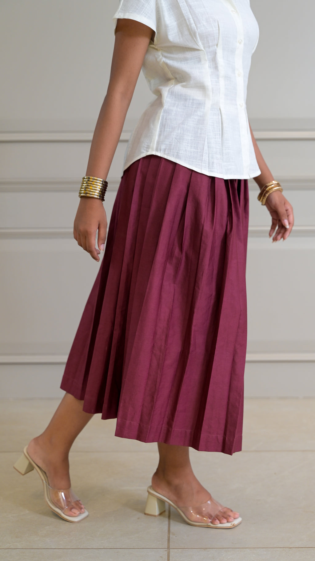 Pleated Skirt - Burgundy