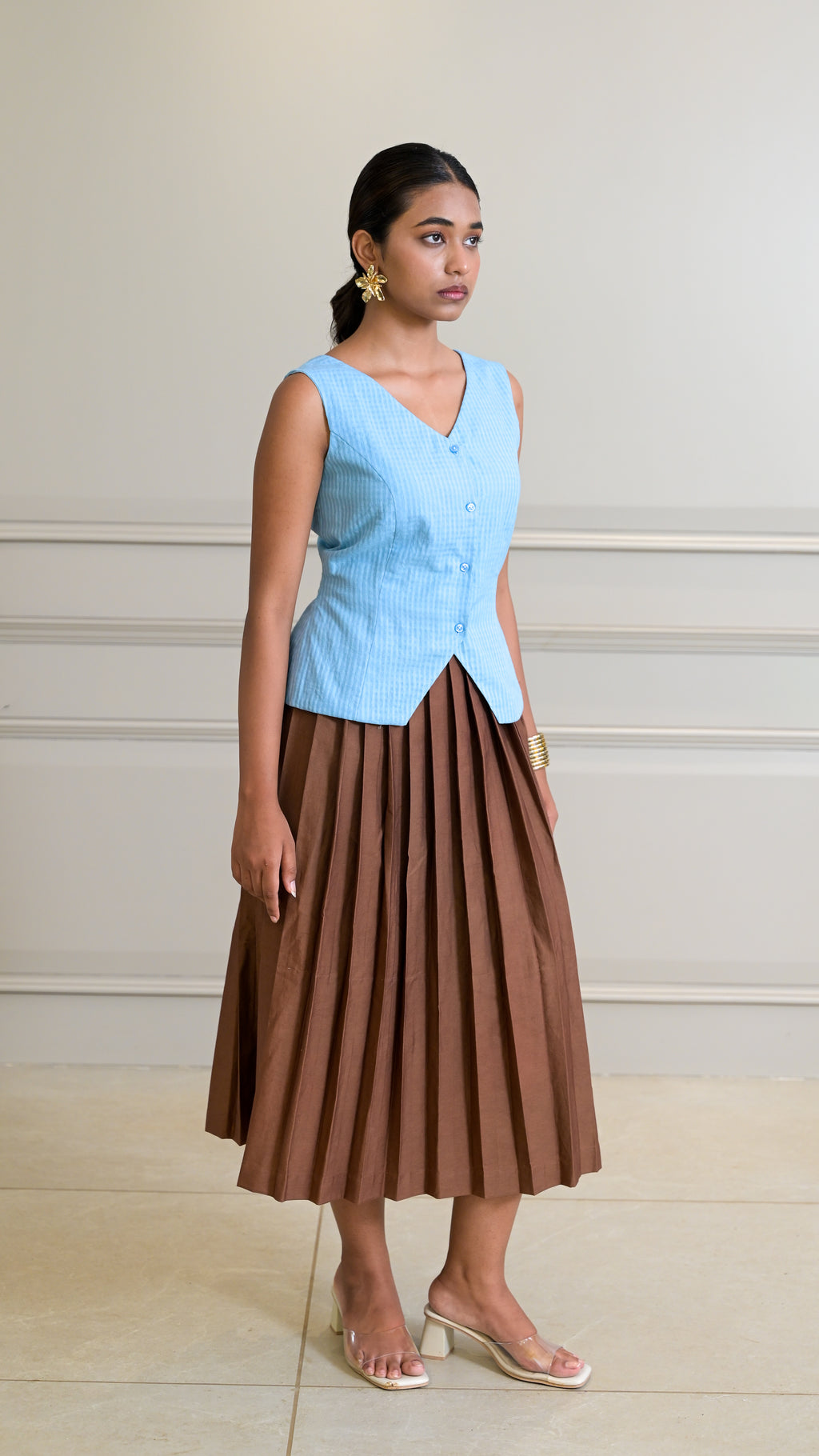 Pleated Skirt - Earth Brown