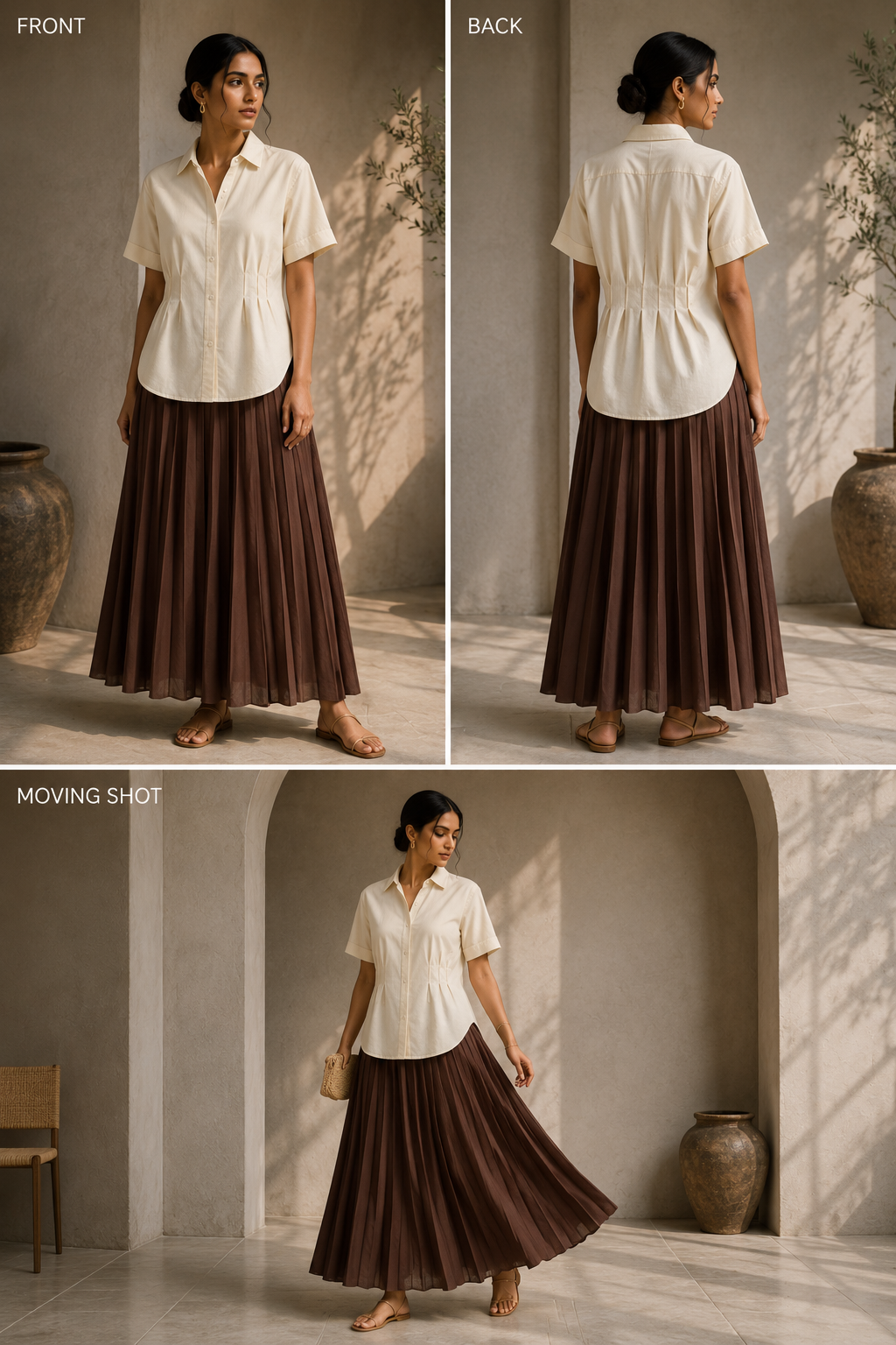 Cream Tuck Top