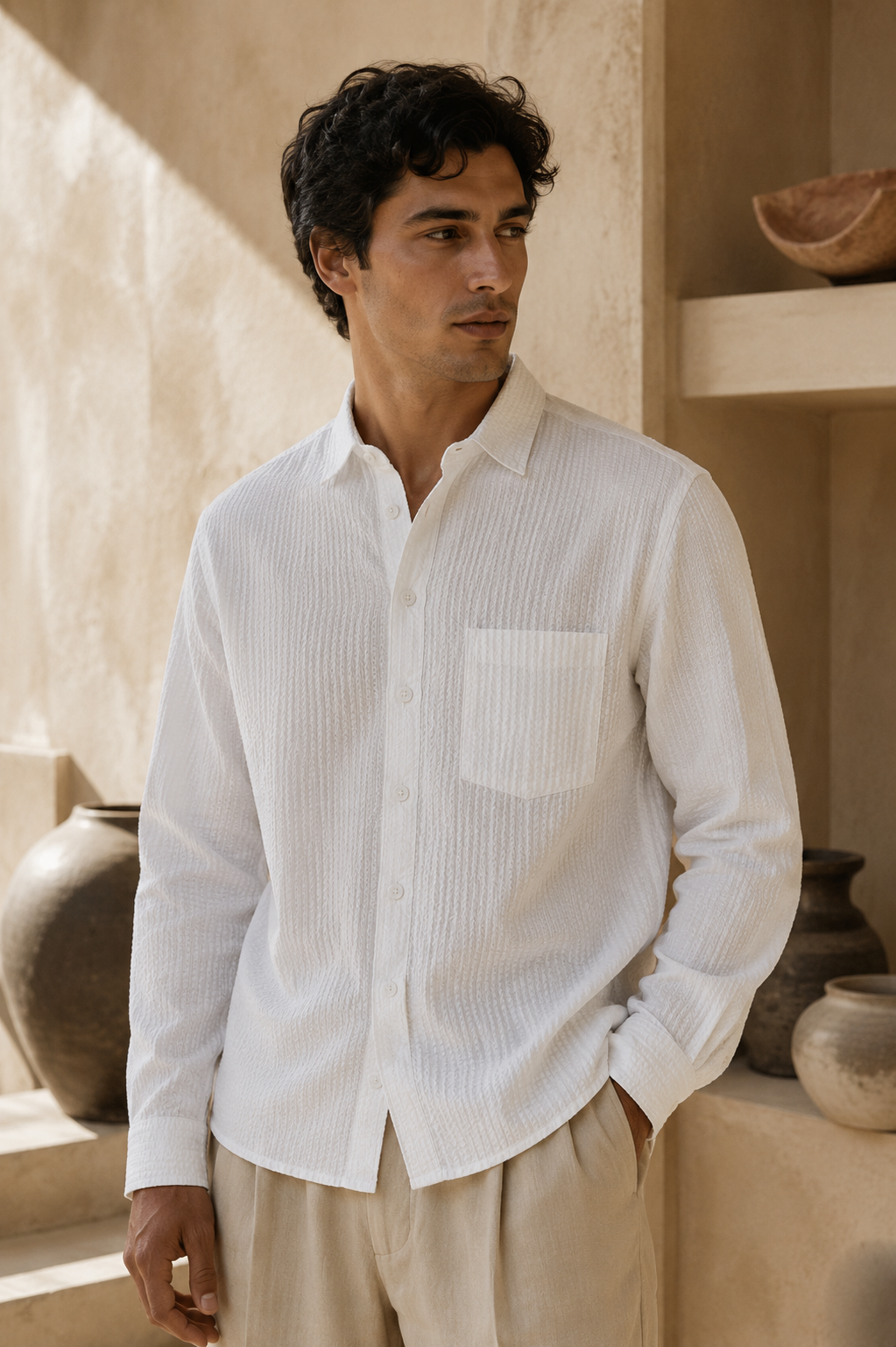The Seersucker Shirt – White