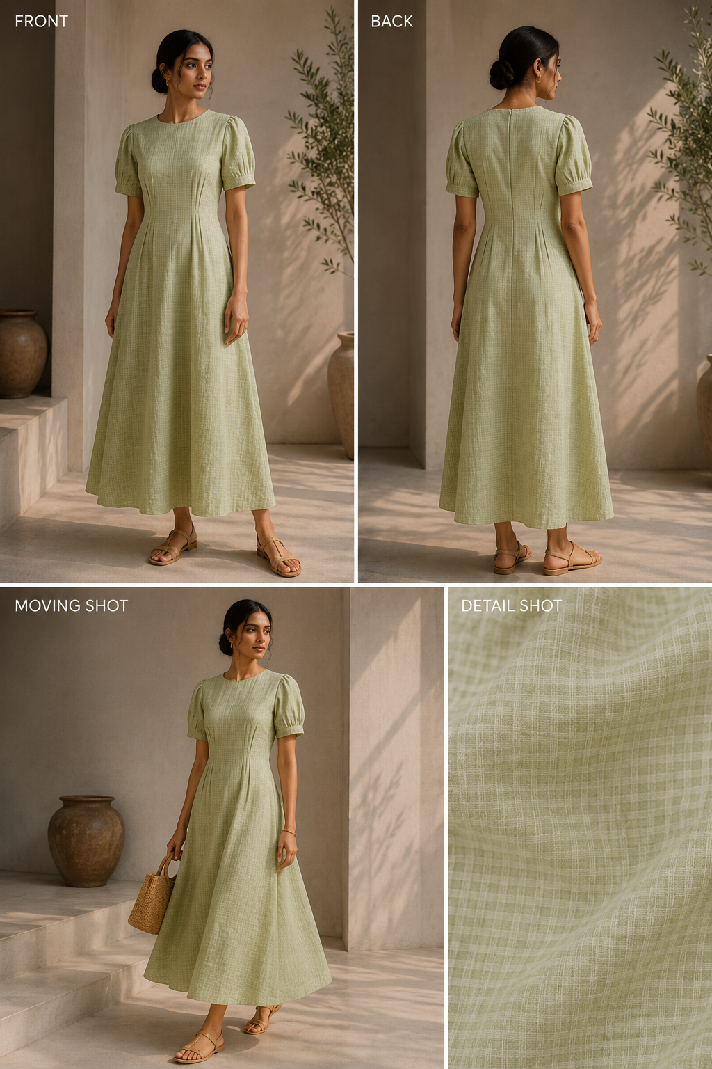 Palm Green Tuck Dress