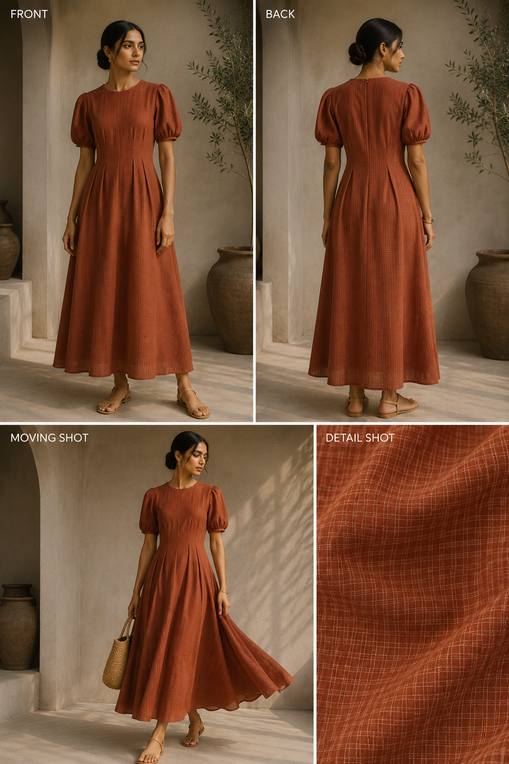 Rust Tuck Dress