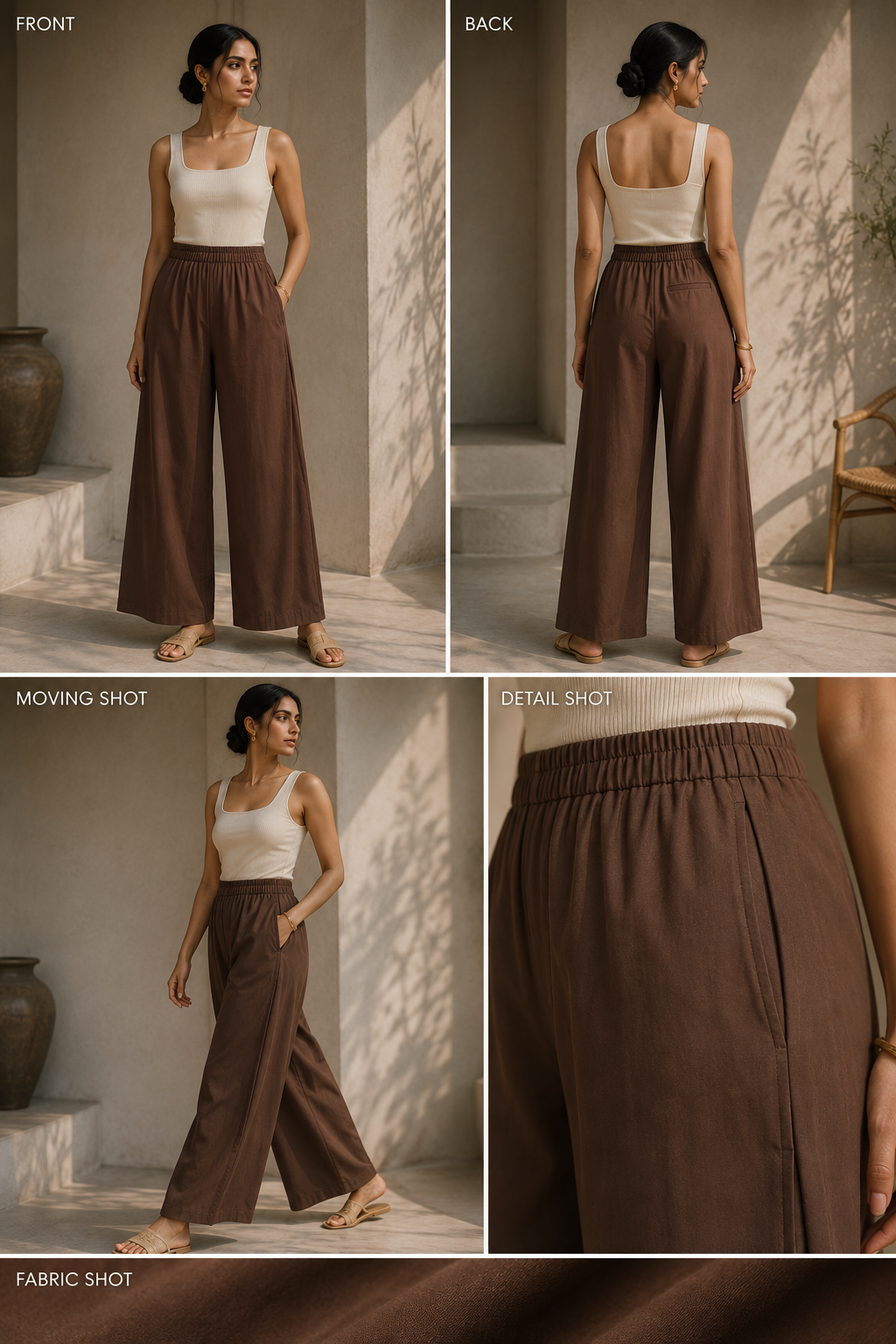 Brown Side Pleat Trousers