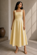Butter Yellow Flare Dress