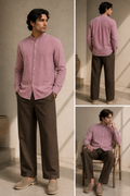 Pink Chinese Collar Shirt