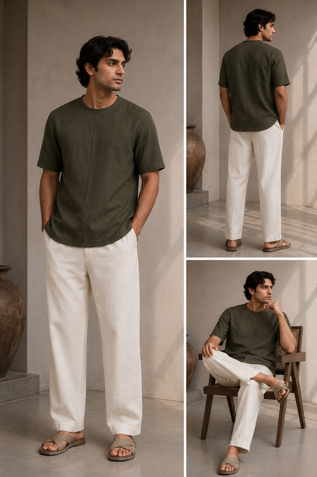 Olive Woven T-Shirt
