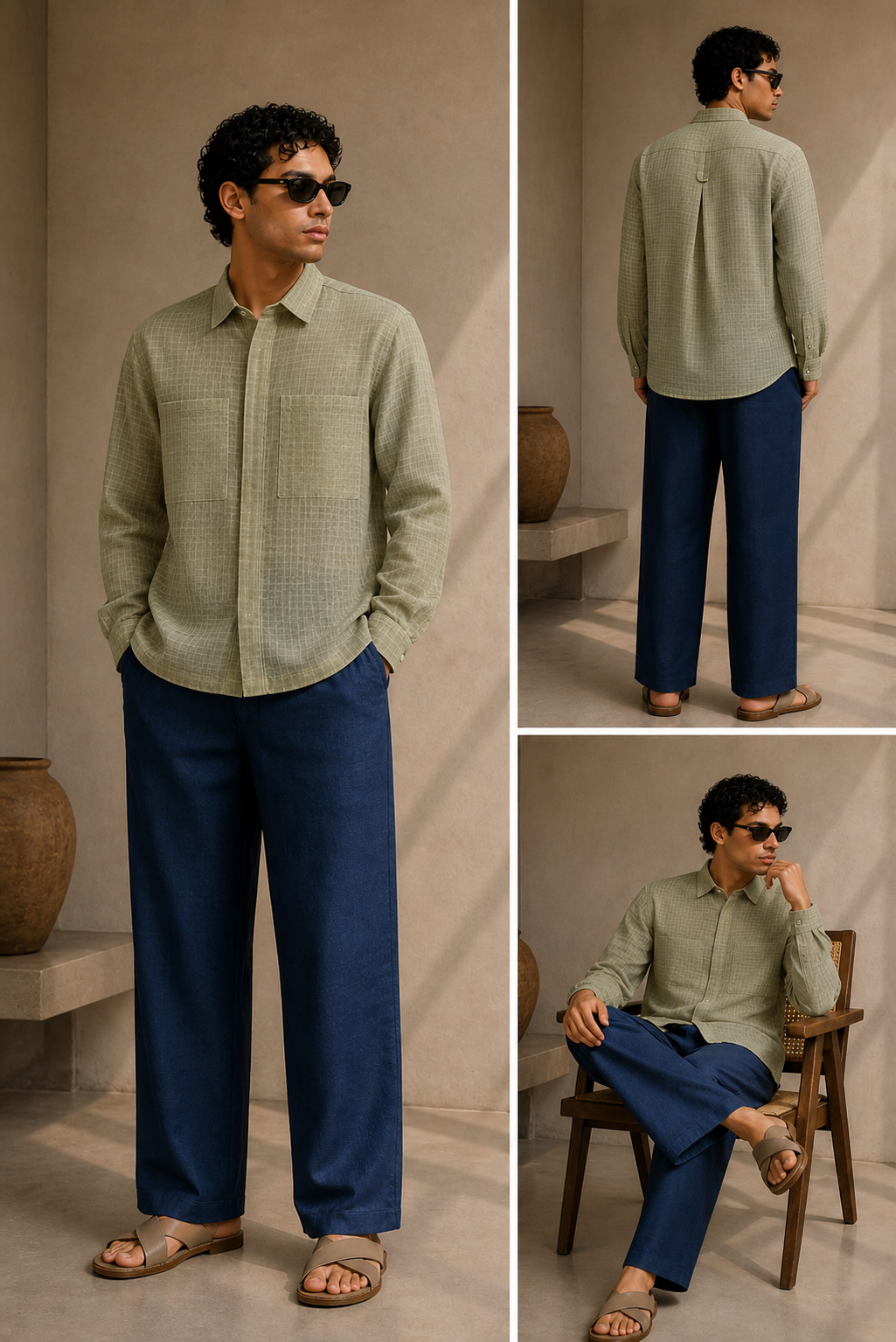 Straight-Leg Trousers - Evening Blue